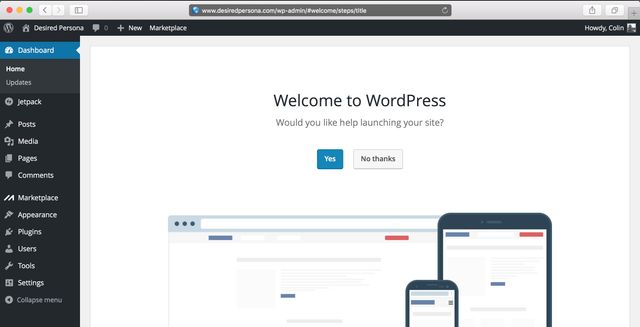 WordPress dashboard