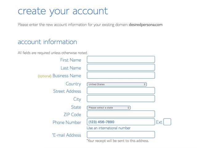 Create a Bluehost web hosting account